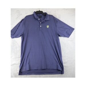 Dunning Golf Polo Shirt Mens Large Blue Striped Coolmax Hamilton Farm golf club